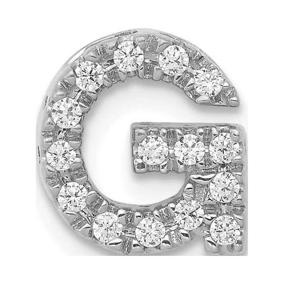 14k White Gold Diamond Letter G Initial Charm Pendant