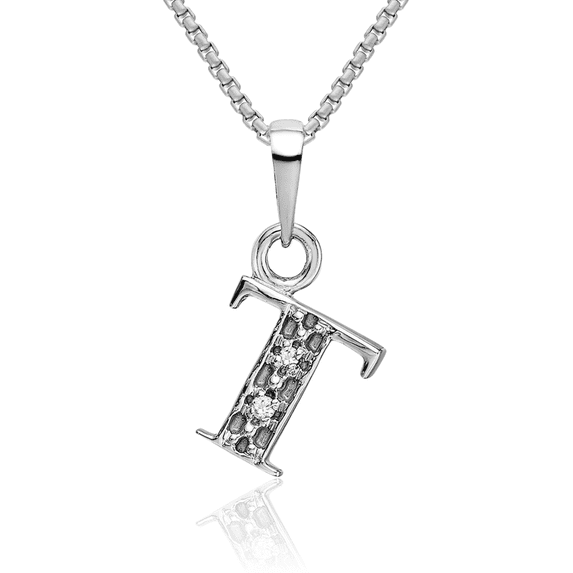 14K Solid White Gold Diamond Dainty Letter T Initial Name Monogram Necklace Chain Pendant Charm with chain 18inch