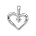 thumbnail image 1 of 14k White Gold Diamond Love Heart Pendant Necklace 12.5x10mm Wide Pendant for Women - .02 dwt, 1 of 2