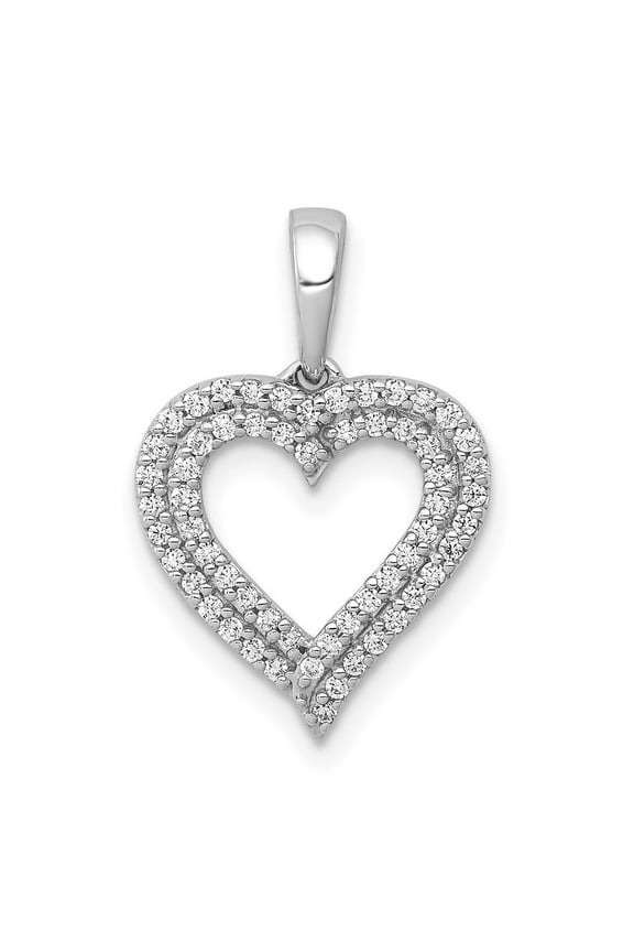 14k White Gold Diamond Love Heart Pendant Necklace Jewelry for Women - .25 dwt