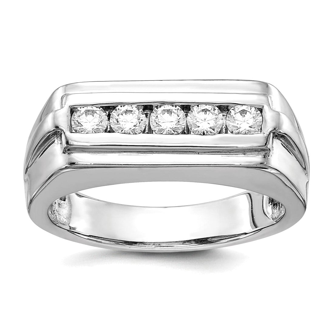 14k White Gold Diamond Mens Ring Size 10 Ring for Men - .53 dwt ...