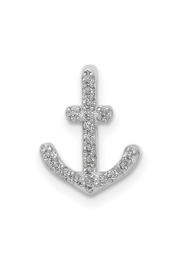 14k White Gold Diamond Nautical Ship Mariner Anchor Chain Slide Pendant Necklace Measures 12.85mm long Jewelry for Women