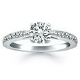thumbnail image 1 of 14k White Gold Diamond Pave Cathedral Engagement Ring Size 6.5, 1 of 4