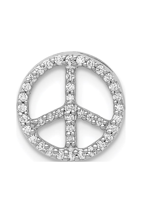 14k White Gold Diamond Peace Sign Slide