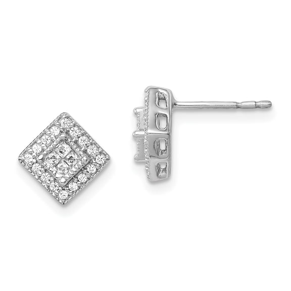 14k White Gold Diamond Post Earrings 14k White Gold Earrings
