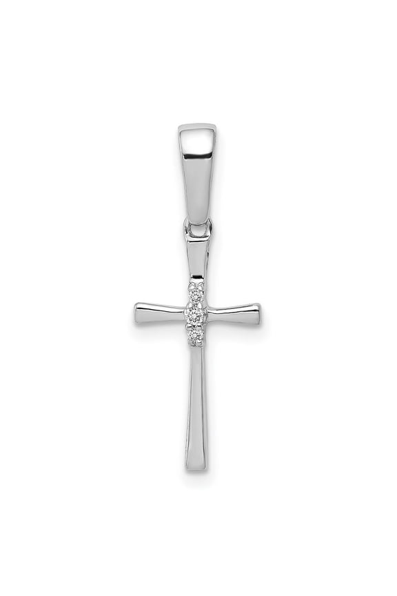 14k White Gold Diamond Religious Faith Cross Pendant Necklace Measures 16.5x9mm Wide Jewelry for Women