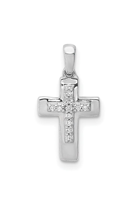 14k White Gold Diamond Religious Faith Cross Pendant Necklace Measures 17x9.5mm Wide Jewelry for Women