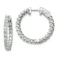 thumbnail image 1 of 14k White Gold Diamond Round Hoop w/Safety Clasp Earrings XE2009WAA, 1 of 2