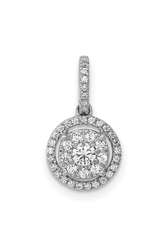 14k White Gold Diamond Round Pendant Necklace Jewelry for Women - .25 dwt