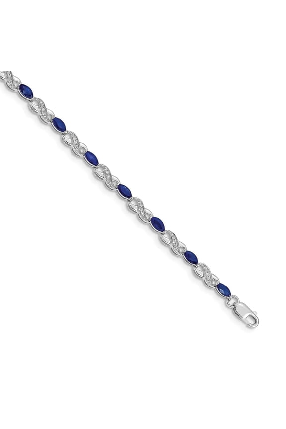 Blue Sapphire Gemstone Infinity Bracelets for Women 1.96 carat 14K White Gold Birthday Presents for Women