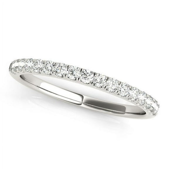 14k White Gold Diamond Scallop Setting Wedding Band (1/3 cttw) Size 3