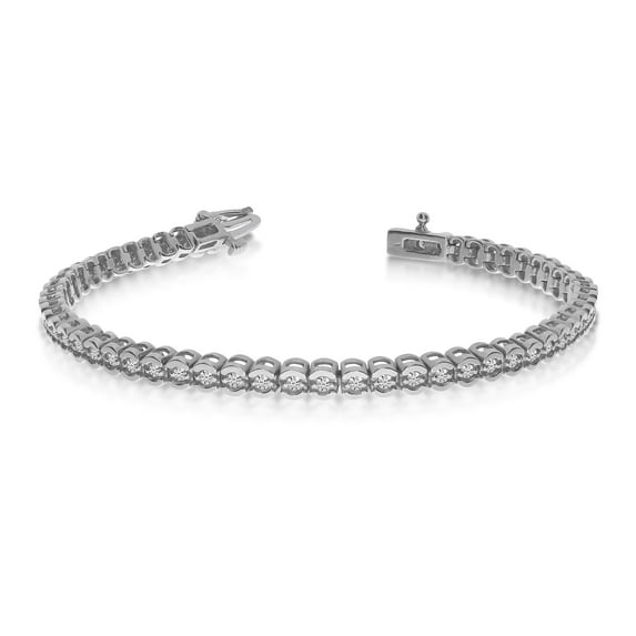 14k White Gold Diamond Setback Bracelet