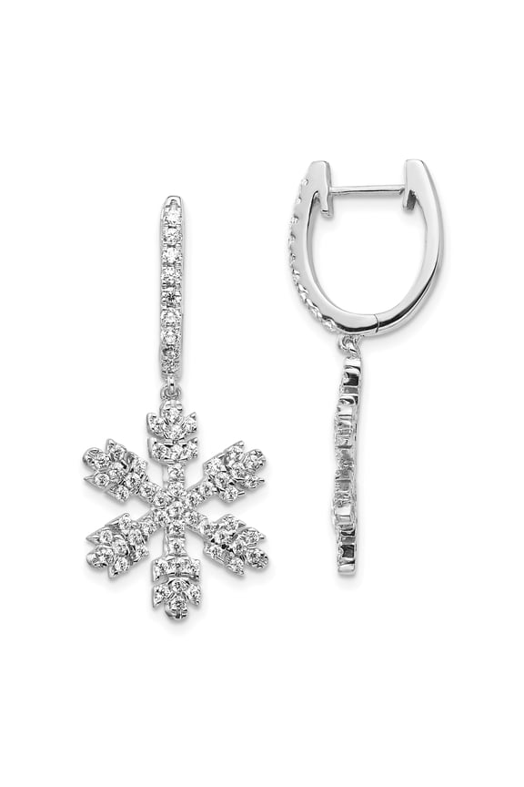 14k White Gold Diamond Snowflake Earrings 14k White Gold Earrings