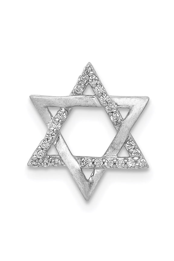 14k White Gold Diamond Star of David Jewish Chain Slide Pendant Fine Jewelry For Women Gifts For Her (1/10 cttw)