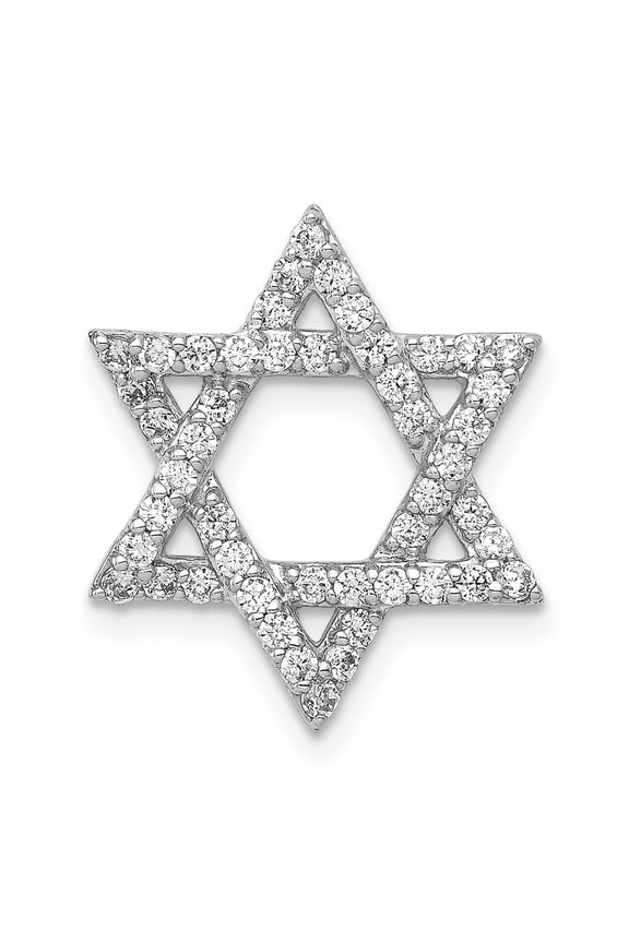 14k White Gold Diamond Star of David Jewish Chain Slide Pendant Fine Jewelry For Women Gifts For Her (1/2 cttw)