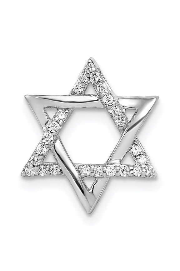 14k White Gold Diamond Star of David Jewish Chain Slide Pendant Fine Jewelry For Women Gifts For Her (1/8 cttw)