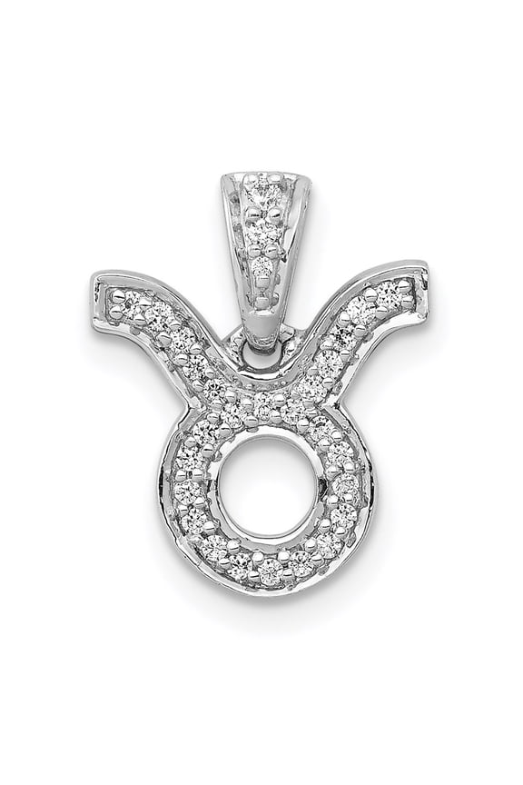 14k White Gold Diamond Taurus Zodiac Pendant Charm