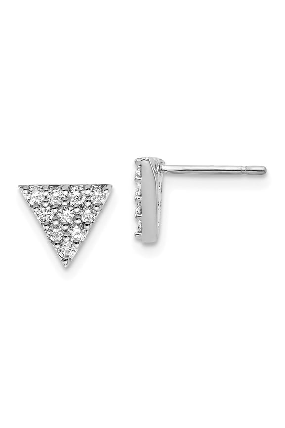 14k White Gold Diamond Triangle Earrings, Diamond CTW 0.34
