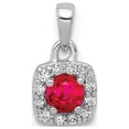 thumbnail image 1 of 14k White Gold Diamond and .20 Ruby Square Halo Pendant, 1 of 4