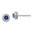 thumbnail image 1 of 14k White Gold Diamond and Blue Sapphire Post Earrings, 1 of 2