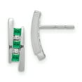 thumbnail image 1 of 14k White Gold Diamond and Emerald Earrings 14k White Gold Earrings, 1 of 2