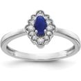 thumbnail image 1 of 14k White Gold Diamond and Oval Cabochon Sapphire Ring - Ring Size 7.0, 1 of 5