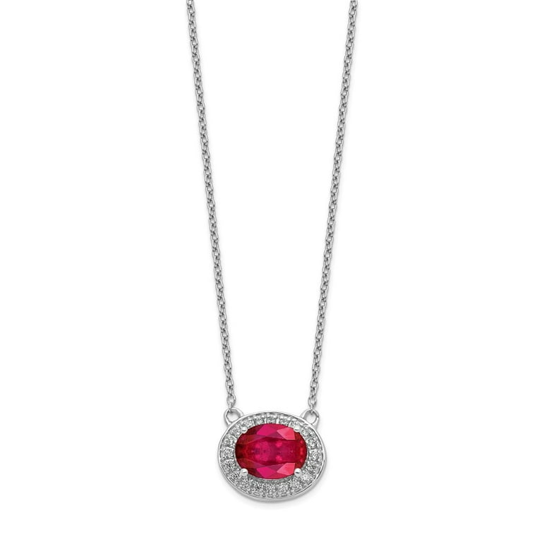 14k White Gold Diamond and Oval Ruby 18 inch Necklace 14k White Gold Diamond and Oval Ruby 18 inch Necklace