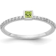 thumbnail image 1 of 14k White Gold Diamond and Princess Peridot Ring - Ring Size 7.0, 1 of 5