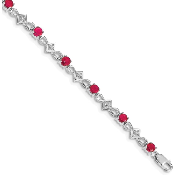 14k White Gold Diamond and Ruby Bracelet - 7" - 5.1gm