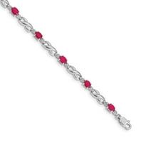 14k White Gold Diamond and Ruby Bracelet BM4477