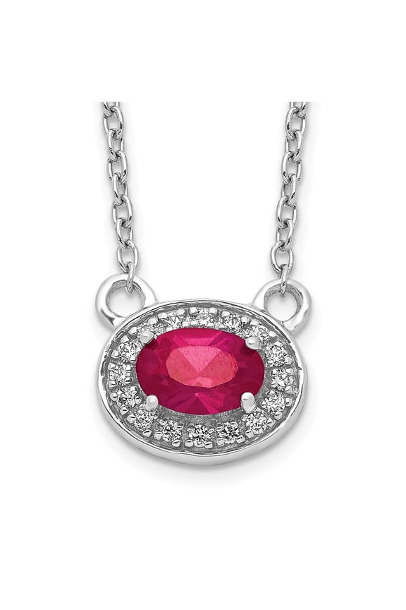 14k White Gold Diamond and Ruby Necklace Fine Jewelry For Women Gifts For Her, 18"