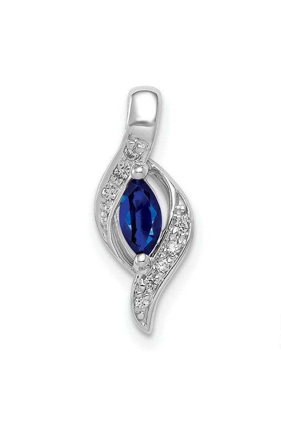 14k White Gold Diamond and Sapphire Pendant Necklace Jewelry for Women - .04 dwt .29 cwt