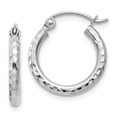 thumbnail image 1 of 14k White Gold Diamond-cut 2mm Round Tube Hoop Earrings TC223, 1 of 4