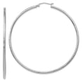 thumbnail image 1 of 14k White Gold Diamond-cut 2mm Round Tube Hoop Earrings, 1 of 1