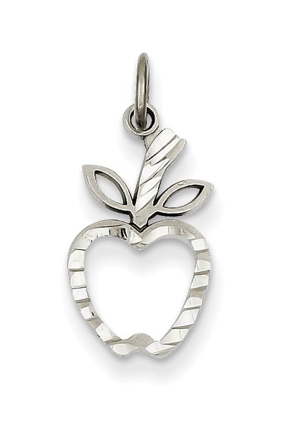 14k White Gold Diamond-cut Apple Charm