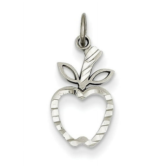 14k White Gold Diamond-cut Apple Charm