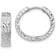 thumbnail image 1 of 14k White Gold Diamond-cut Hinged Hoop Earrings - 12mm, 1 of 6