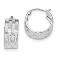thumbnail image 1 of 14k White Gold Diamond-cut Hoop Earrings 14k White Gold Earrings, 1 of 1