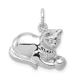 thumbnail image 1 of 14k White Gold Diamond-cut Satin Open-Backed Cat Charm, 1 of 4