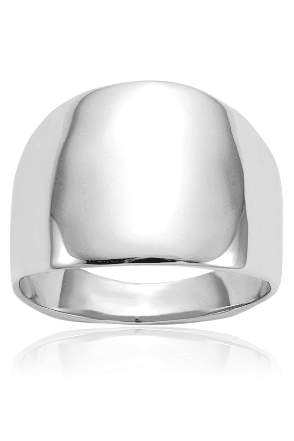 14K Solid White Gold Chunky Dome Statement Ring
