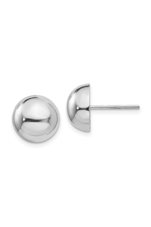 14k White Gold Dome Stud Earrings for Women, Polished Half-Sphere Design, Minimalist Modern Style for Everyday or Formal Wear, Classic Lightweight Jewelry