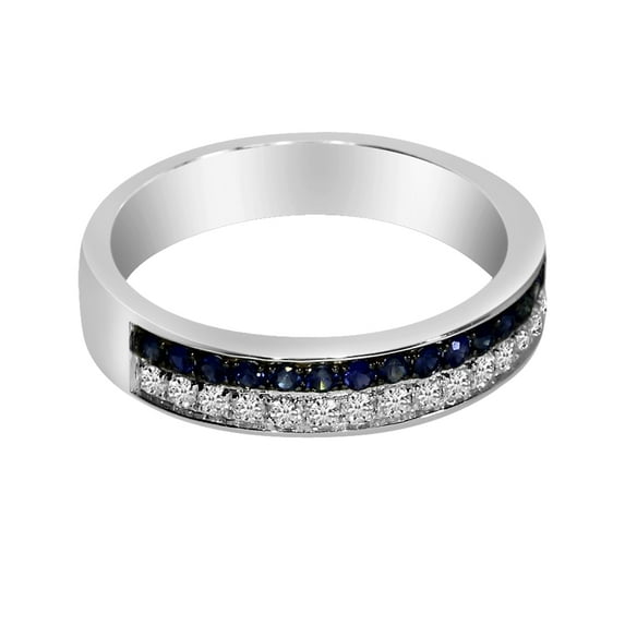 14k White Gold Double Sapphire Channel Band