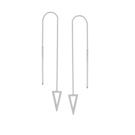 14k White Gold Draw The Line Bianca Pyramid Threader Earrings - .8 Grams