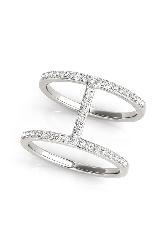 14k White Gold Dual Band Bridge Style Diamond Ring (3/8 cttw) Size 3