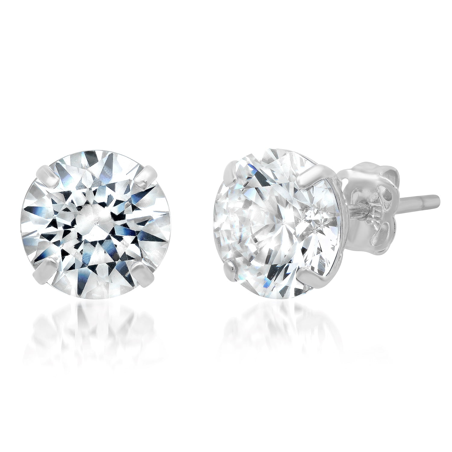 14k White Gold Earrings for Women Men with Genuine Round Crystal Cubic Zirconia Earrings Studs with Gold Earring Backs 1.5 Carats total by MAX