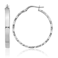 thumbnail image 1 of 14K Solid White Gold Edge 3mm Round Medium Hoop Earrings, 1 of 10