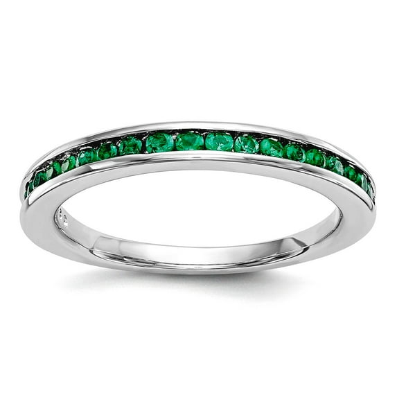14k White Gold Emerald Channel Band Size 7.00 Ring for Women and Men - 2.3 Grams .32 cwt