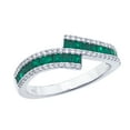 thumbnail image 1 of 14k White Gold Emerald and Diamond Bypass Ring, 1 of 2