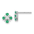 thumbnail image 1 of 14k White Gold Emerald and Diamond Post Earrings 14k White Gold Earrings, 1 of 3