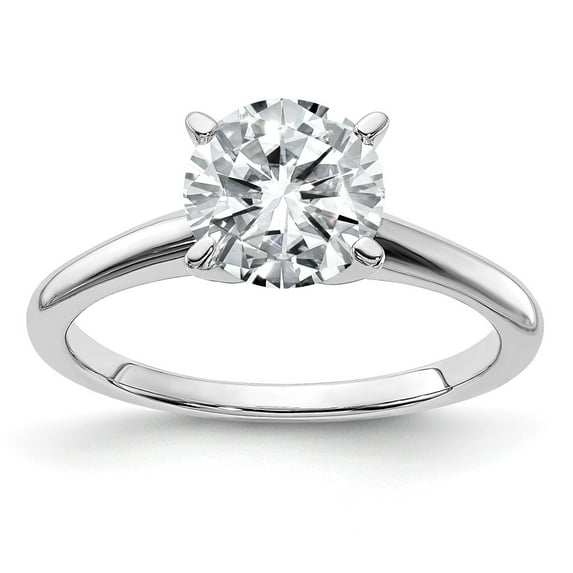 14k White Gold Engagement Ring 9mm ROUND Moissanite Solitaire Size 7.5 (2.7 cttw.)